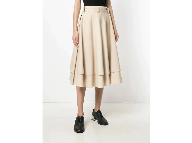 Yohji Yamamoto Beiger Baumwollrock - Ansicht 3