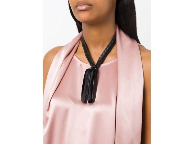 Collana Giorgio Armani in pelle nera - vista 2