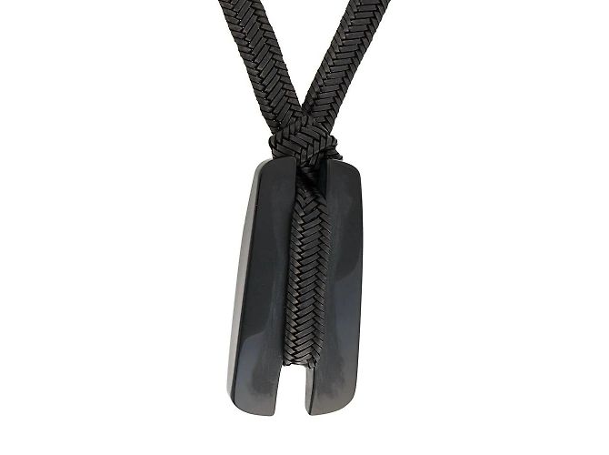 Collana Giorgio Armani in pelle nera - vista 3