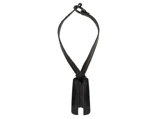 Collana Giorgio Armani in pelle nera - vista 4