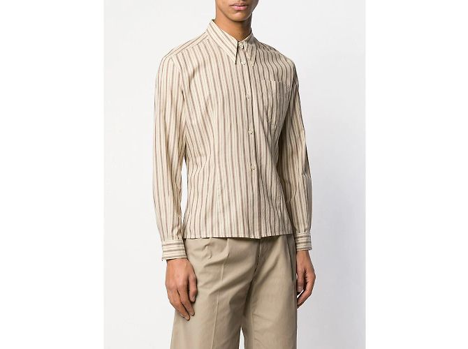 Camicia Romeo Gigli in cotone a righe beige - vista 2