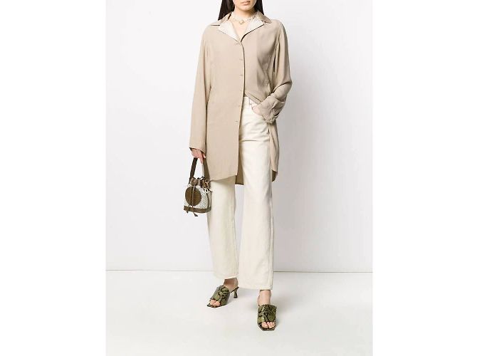 Gianfranco Ferré Camicia Lunga In Seta Beige - vista 3