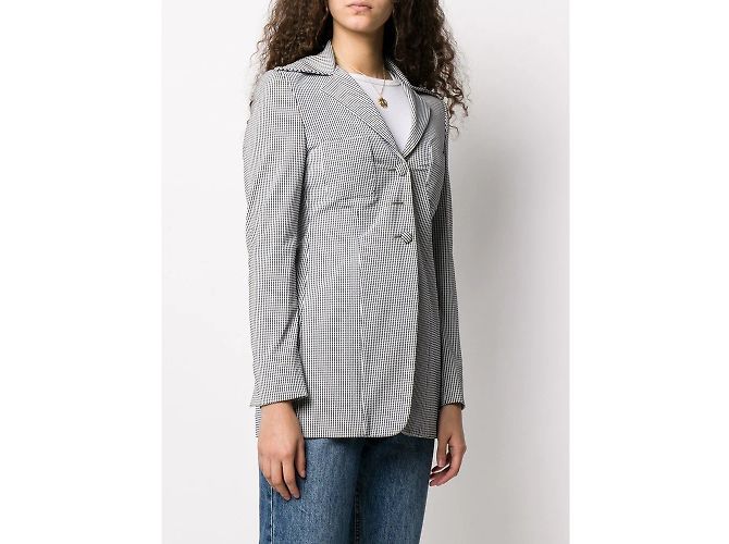 Blazer Romeo Gigli a quadri blu e bianchi Bianco Sabbia - vista 3