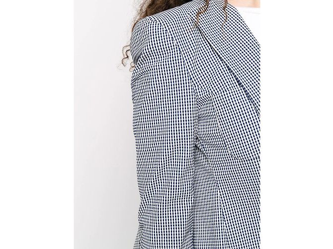 Blazer Romeo Gigli a quadri blu e bianchi Bianco Sabbia - vista 5