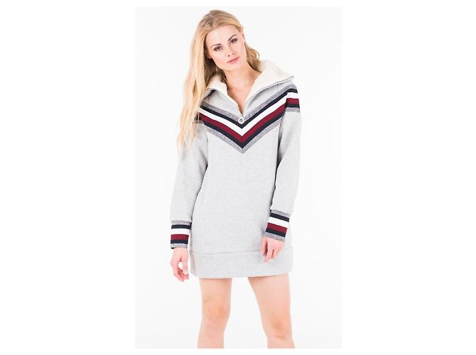 Tommy Hilfiger Sweatkleid Grau Baumwolle Mehrfarben - Ansicht 8