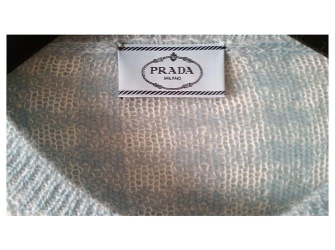Colete Prada de Mohair Branco e Azul Claro - vista 3