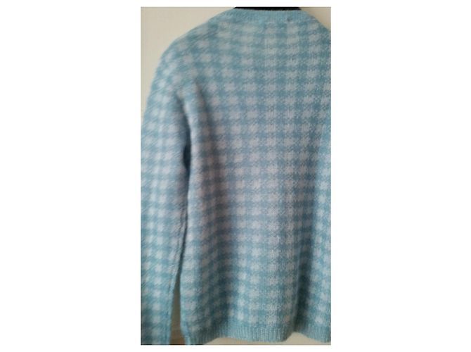 Colete Prada de Mohair Branco e Azul Claro - vista 6