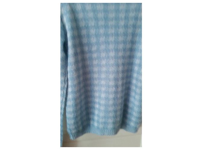 Colete Prada de Mohair Branco e Azul Claro - vista 7