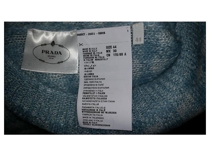 Colete Prada de Mohair Branco e Azul Claro - vista 8