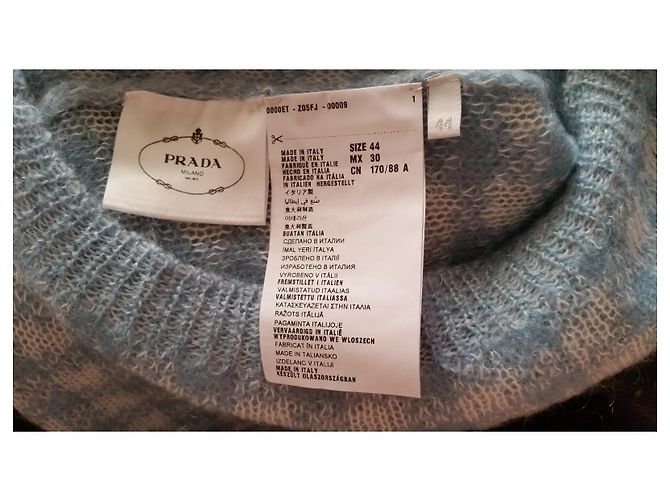 Colete Prada de Mohair Branco e Azul Claro - vista 9