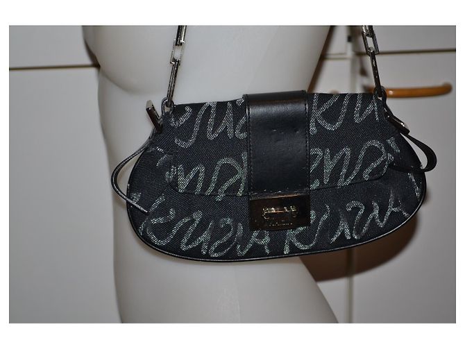 Krizia Handtasche Schwarz Silber Grau Stoff - Ansicht 3