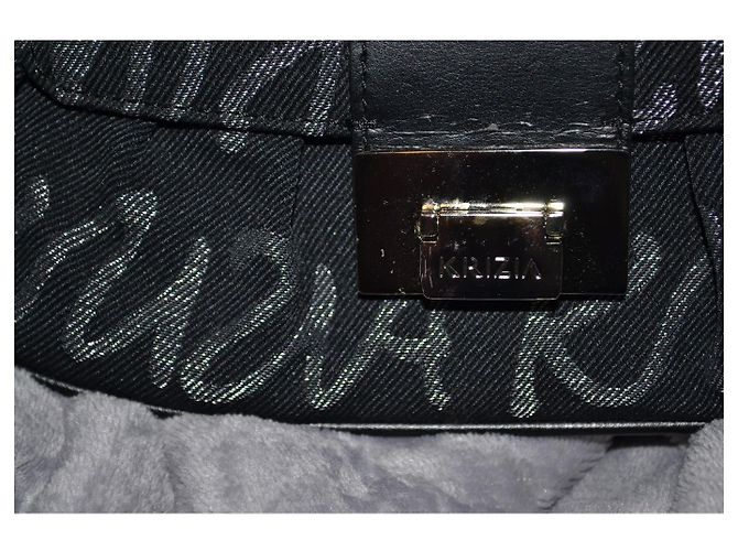 Krizia Handtasche Schwarz Silber Grau Stoff - Ansicht 5