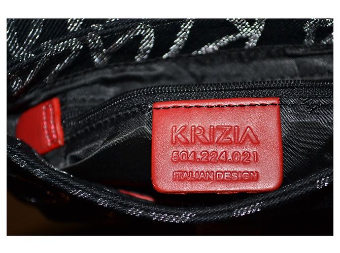 Krizia Handtasche Schwarz Silber Grau Stoff - Ansicht 6