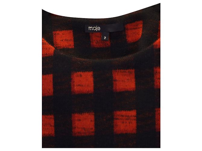 Maje Check Sweater Minikleid aus rotem Polyester - Ansicht 3
