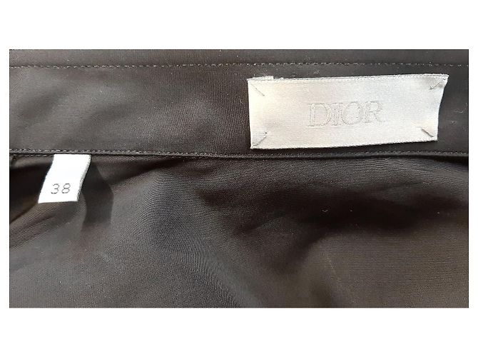 Camicia Christian Dior in cotone nera con ricamo ape oro Nero - vista 2