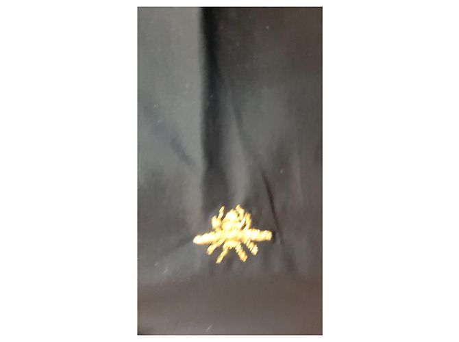 Camicia Christian Dior in cotone nera con ricamo ape oro Nero - vista 3
