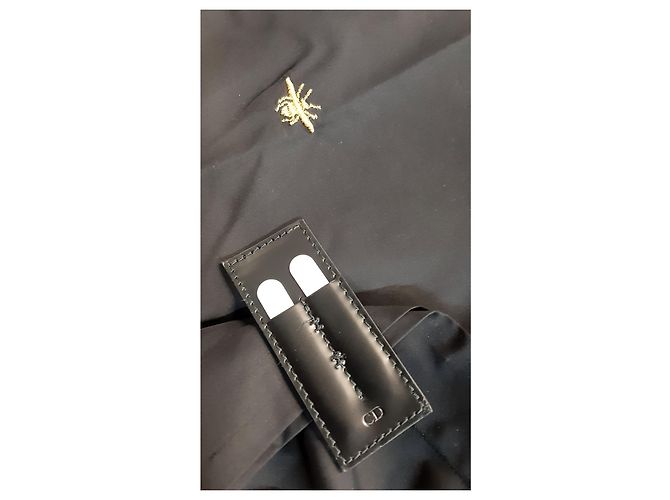 Camicia Christian Dior in cotone nera con ricamo ape oro Nero - vista 5