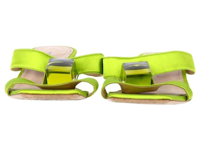 Paul Andrew Cube Slides en satin vert - vue 3