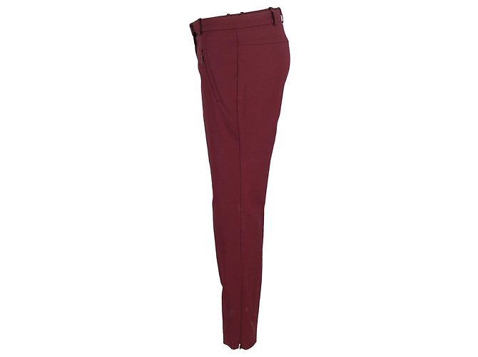 Calças cônicas Slim-Fit Hugo Boss em algodão Borgonha - vue 2