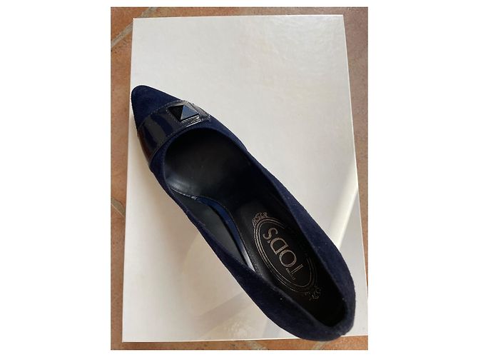 Décolleté Tod's in nabuk blu scuro - vista 2