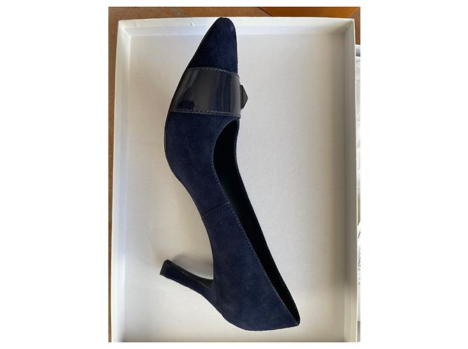Décolleté Tod's in nabuk blu scuro - vista 3