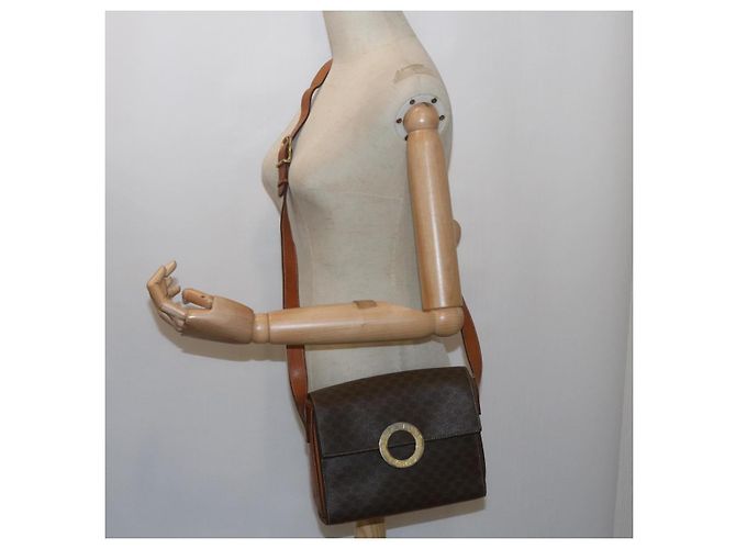 Céline CELINE Borsa a tracolla in tela Macadam in pelle PVC marrone Auth 60985 - vista 25