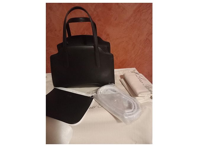 Borsa a mano Loro Piana Sesia in pelle di vitello satinata nera - vista 2