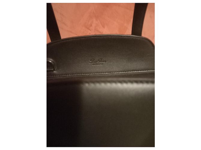 Borsa a mano Loro Piana Sesia in pelle di vitello satinata nera - vista 3