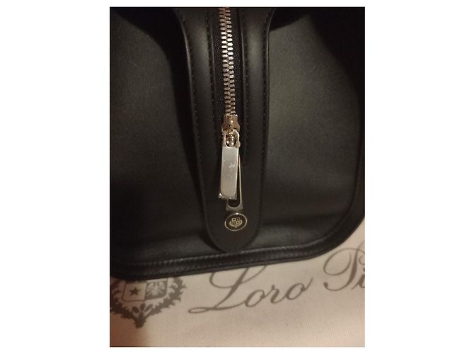 Borsa a mano Loro Piana Sesia in pelle di vitello satinata nera - vista 6