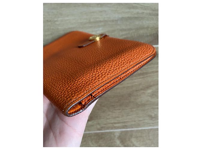 Cartera larga Hermès Dogon Naranja de piel - vista 5