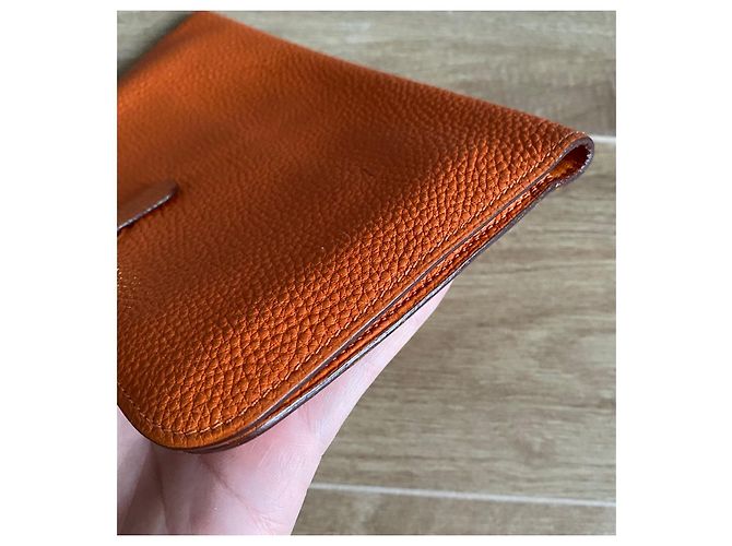 Cartera larga Hermès Dogon Naranja de piel - vista 6