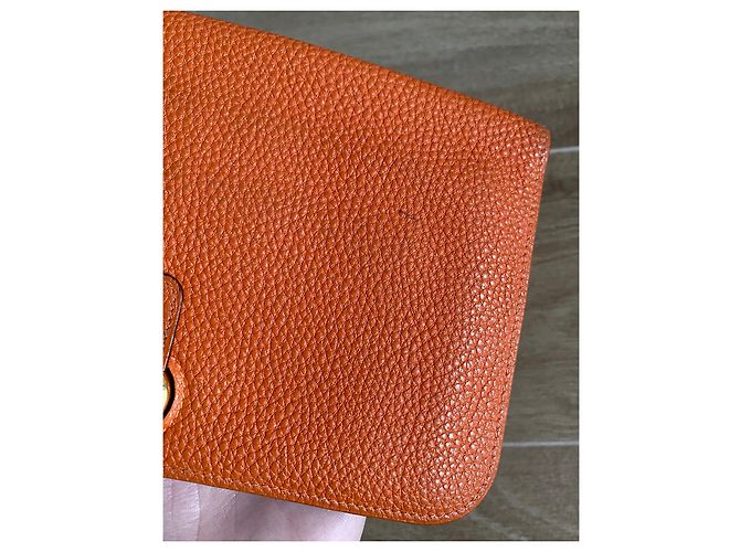 Cartera larga Hermès Dogon Naranja de piel - vista 7