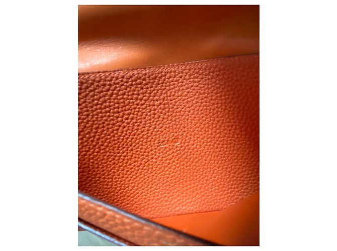 Cartera larga Hermès Dogon Naranja de piel - vista 9