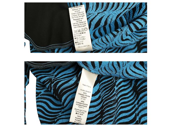Gonna Kenzo in viscosa maxi lunga estiva con cravatta a portafoglio nera e blu 36 W. tasche - vista 5