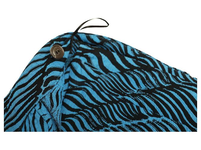Gonna Kenzo in viscosa maxi lunga estiva con cravatta a portafoglio nera e blu 36 W. tasche - vista 6
