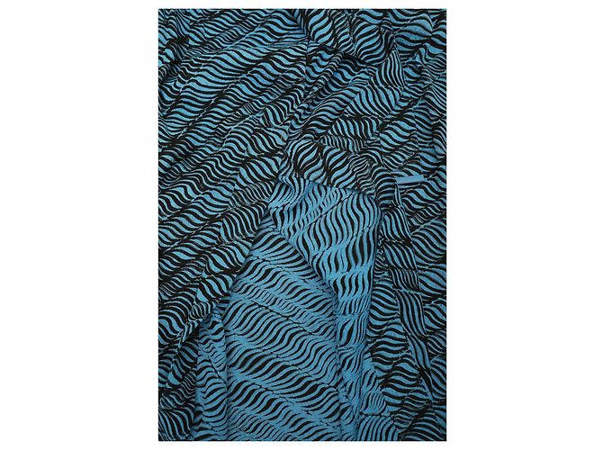 Gonna Kenzo in viscosa maxi lunga estiva con cravatta a portafoglio nera e blu 36 W. tasche - vista 8