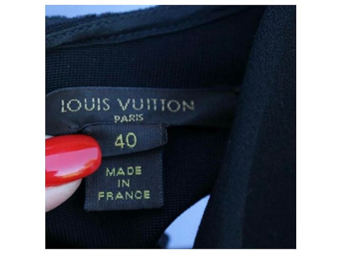 Abito Louis Vuitton nero in seta e viscosa con perle e paillettes - vista 7