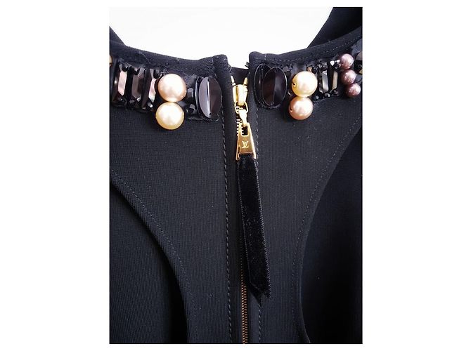 Abito Louis Vuitton nero in seta e viscosa con perle e paillettes - vista 5
