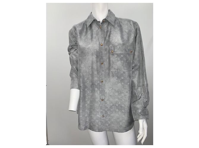 Camicia Louis Vuitton in seta lavata con monogramma - vista 6