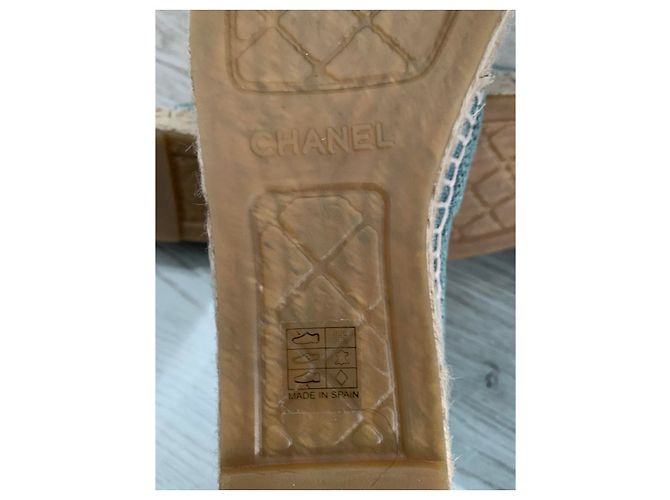 Espadrillas Chanel Turchese e Beige con Paillettes CC Taglia 40 Multicolore - vista 11