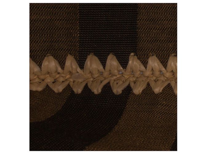 Fendi Borsa in tela Pequin marrone e rafia - vista 10