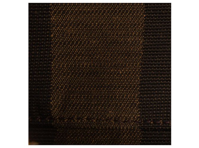 Fendi Borsa in tela Pequin marrone e rafia - vista 11