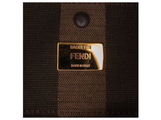 Fendi Borsa in tela Pequin marrone e rafia - vista 7