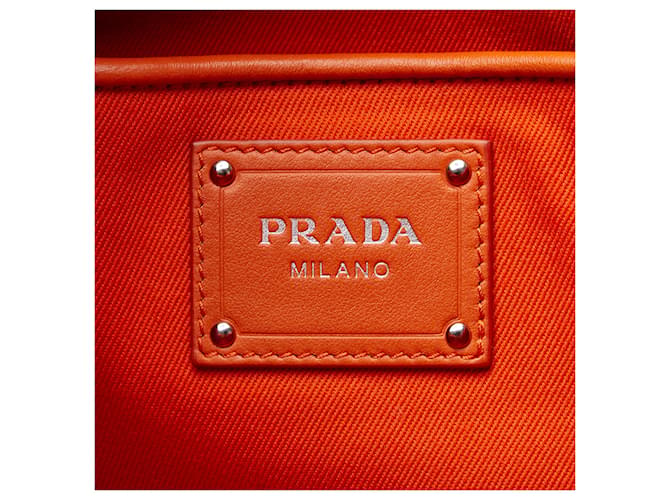Orangefarbene Prada-Raffia-Tasche - Ansicht 6