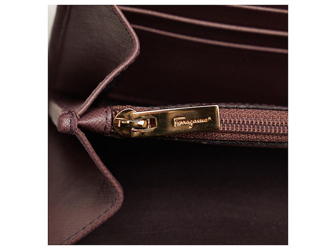 Salvatore Ferragamo Cartera larga de cuero Gancini morado de Ferragamo Púrpura - vista 9