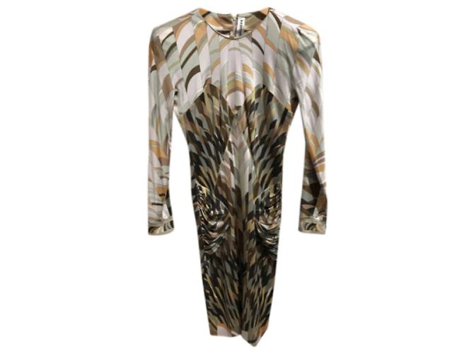 LEONARD Kleid T.FR 40 Seide Beige - Ansicht 9