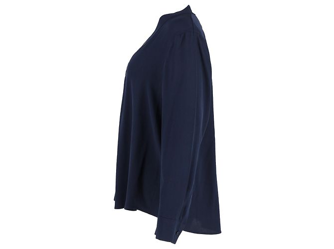 Camicetta plissettata Sanorah di Diane Von Furstenberg in seta blu navy - vista 2