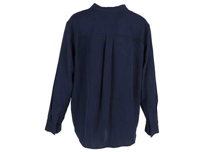 Camicetta plissettata Sanorah di Diane Von Furstenberg in seta blu navy - vista 3