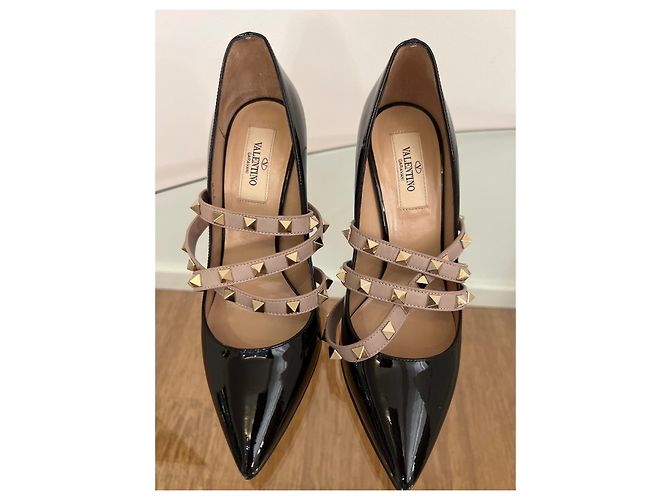 Décolleté Rockstud Valentino Garavani con cinturino caviglia vernice nera - vista 3