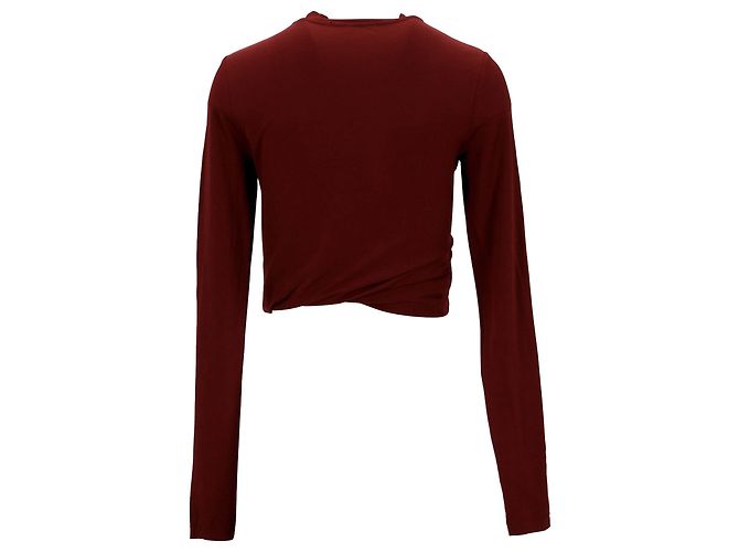 Top corto de manga larga en algodón burdeos de T by Alexander Wang - vista 3